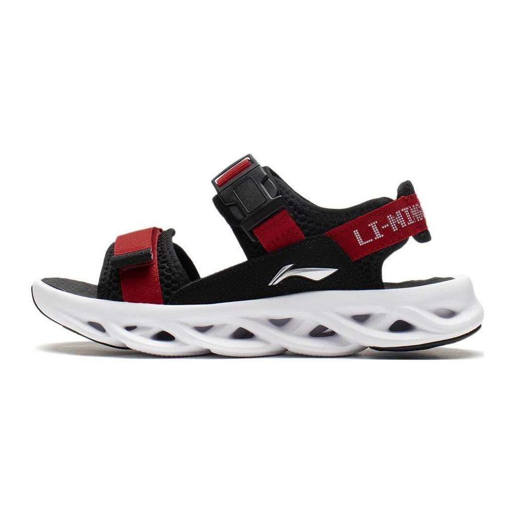 Li Ning Arc 1.0 Comfortable Versatile Shock Absorbing Childrens Sandals Kids Sandals Black Red YKUS004-3