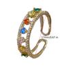 Adjustable Opened Rings Elegant Copper Gold Geometric Zircon Rings Woman Finger Jewelry Suitable for Women Party Daily