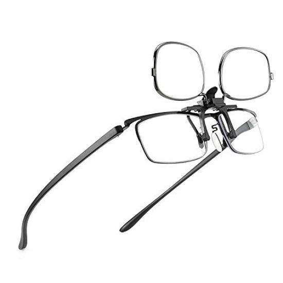 Reading Glasses Wears over regular suitable for fishing and hiking [PLOPLO] Clip-on Flip-up - glasses, (Black, 2.5 inches)