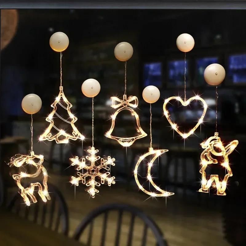 LED Weihnachts-Fensterlichter Silhouette Dekoration Glocke Weihnachtsbaum Weihnachtsmann Für Neujahr Weihnachtsdeko Lichterkette
