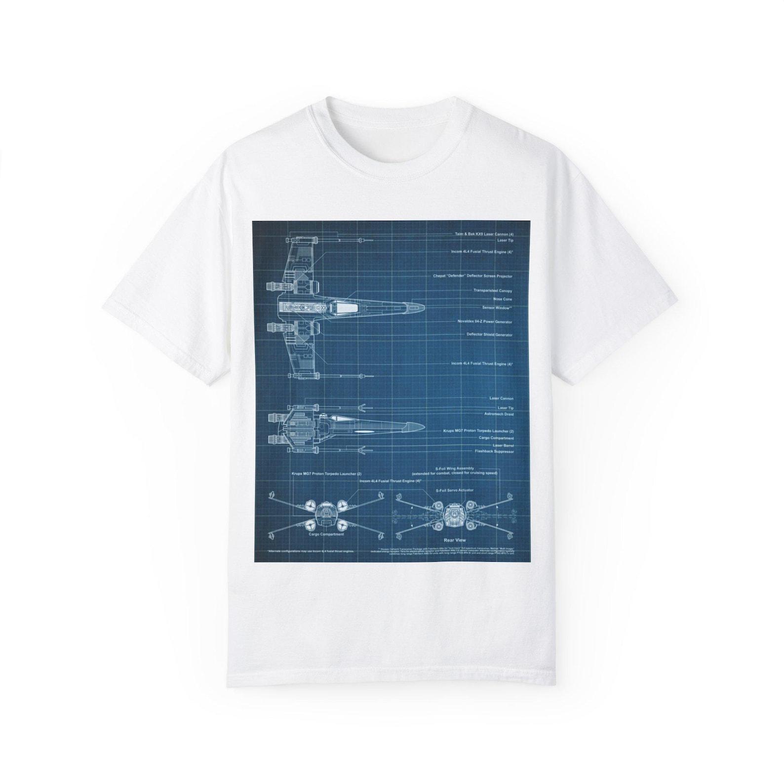 Star Wars X-Wing Blueprint T-Shirt, Sci-Fi Unisex Tee L