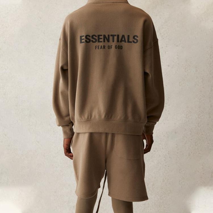 Fear of God Essentials Mockneck Half-Zip Fleece Sweatshirt SS21 Unisex Sweatshirt Taupe FOG-SS21-592