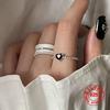 BFCLUB Silver Color Rings For Women Wide White Colors Letters Heart Simple Trendy Retro Open Anillos Party Gifts Accessories