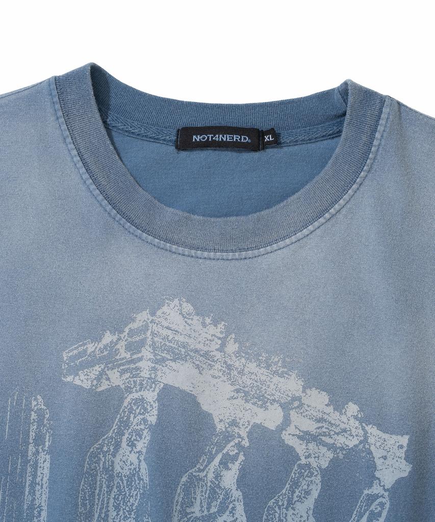 NOT4NERD 4 Effigy Bleach Washed T-Shirts - Blue