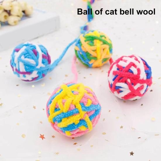 Yousheng Interactive Cat Ball Toy with Sounding Bell Scratch-Resistant Fun Interactive Plush Bright Color Cat Toy