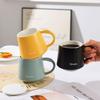 Matte Black Ceramic Coffee Mug with Lid and Spoon