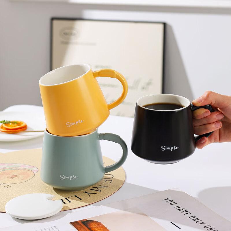 Matte Black Ceramic Coffee Mug with Lid and Spoon