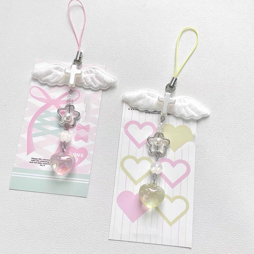 Cute Keychain Lanyard Phone Case String Fashion Phone Straps Eye Catching Heart Wing Keychain Suitable for Phone Cases