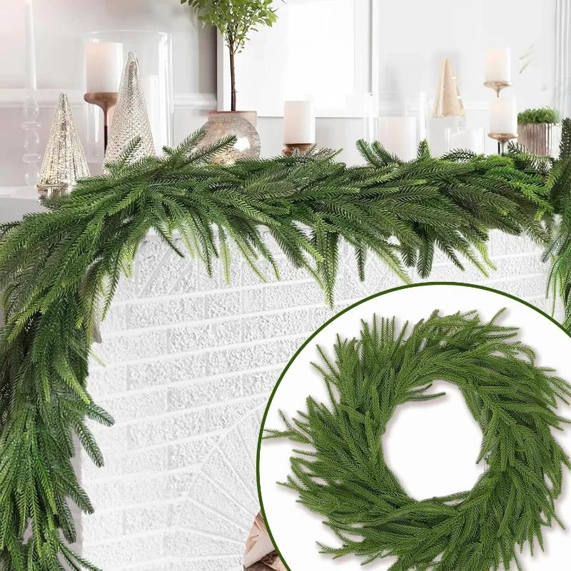 1m Christmas Artificial Norfolk Pine Garlands 1pc Wreaths for Home Decoration Holiday Gift Artificial Pine Branches