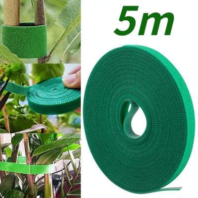 Corda da Giardino Verde 5M*10MM Cinghia per Piante in Nylon Nastro di Fissaggio con Gancio e Asola Raccordi di Supporto Avvolgenti per Bambù e Rattan
