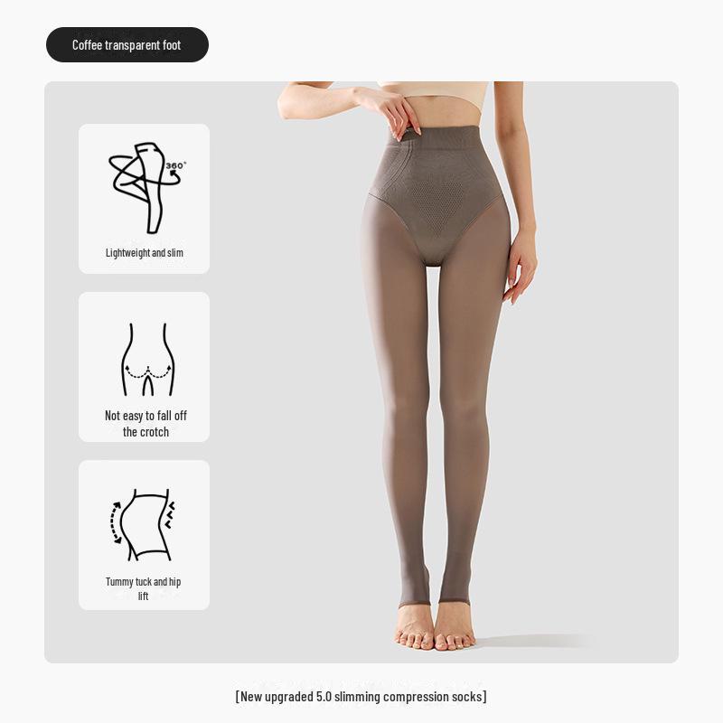 "Autumn/Winter Sheer Nude High-Waist Velvet Leggings - Sexy Gray Pantyhose"