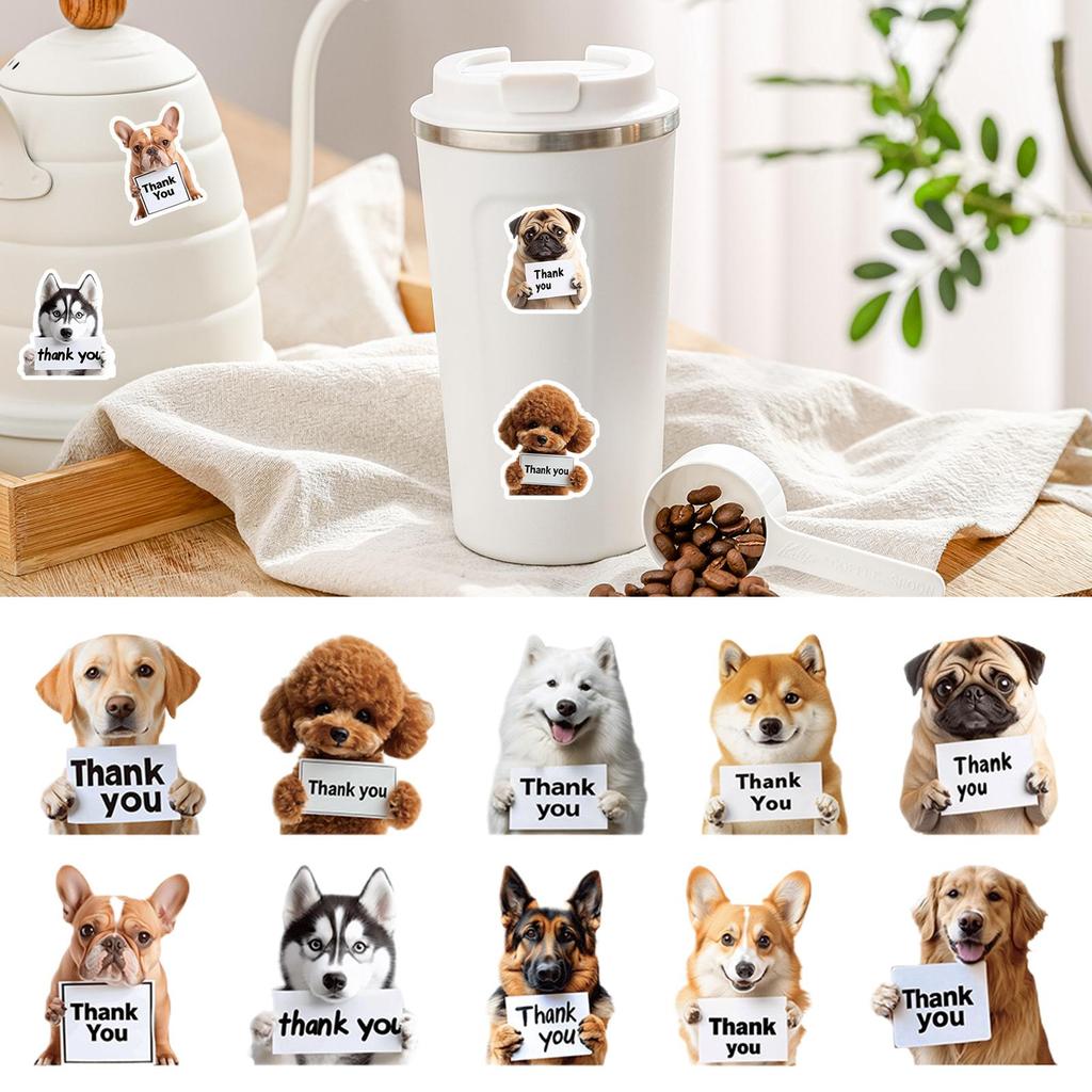 Dog Stickers for Kids 500 Pieces Aesthetic Thank You Decal Roll Animal Water Bottle Stickers for Toddler for Children Boys Girls