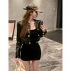 Women's Black Leather Cardigan: French Style, Loose Fit, Long Sleeve Short Jacket