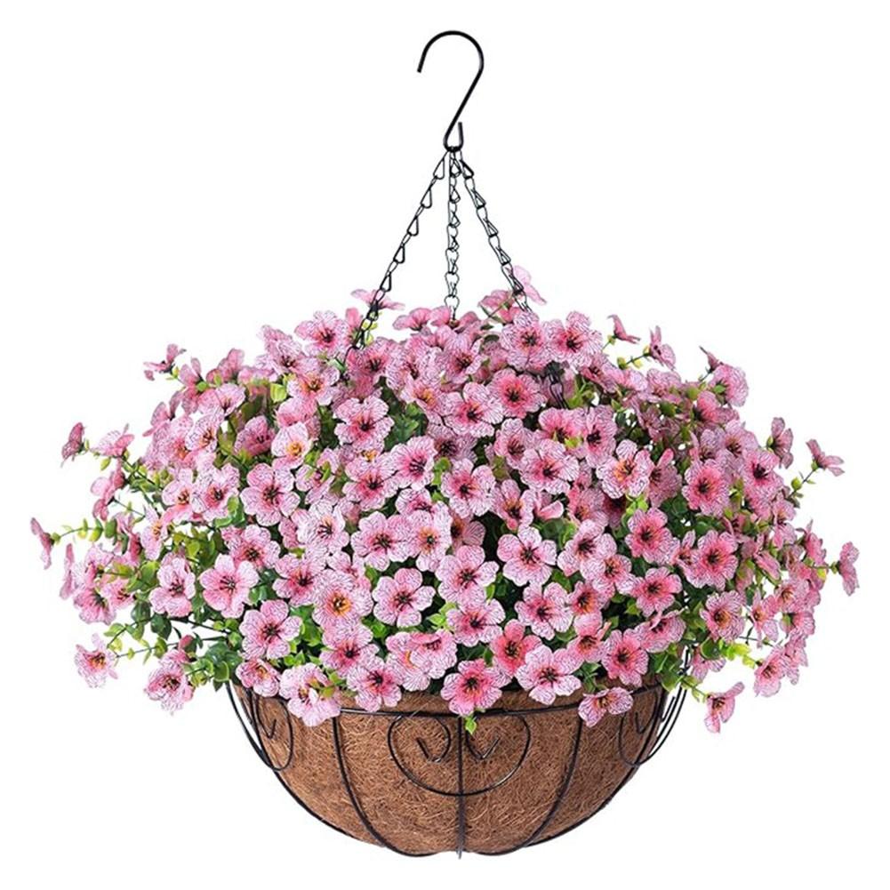 

DIY Metal Chain Basket with 12 Silk Violets for Charming Home Decor