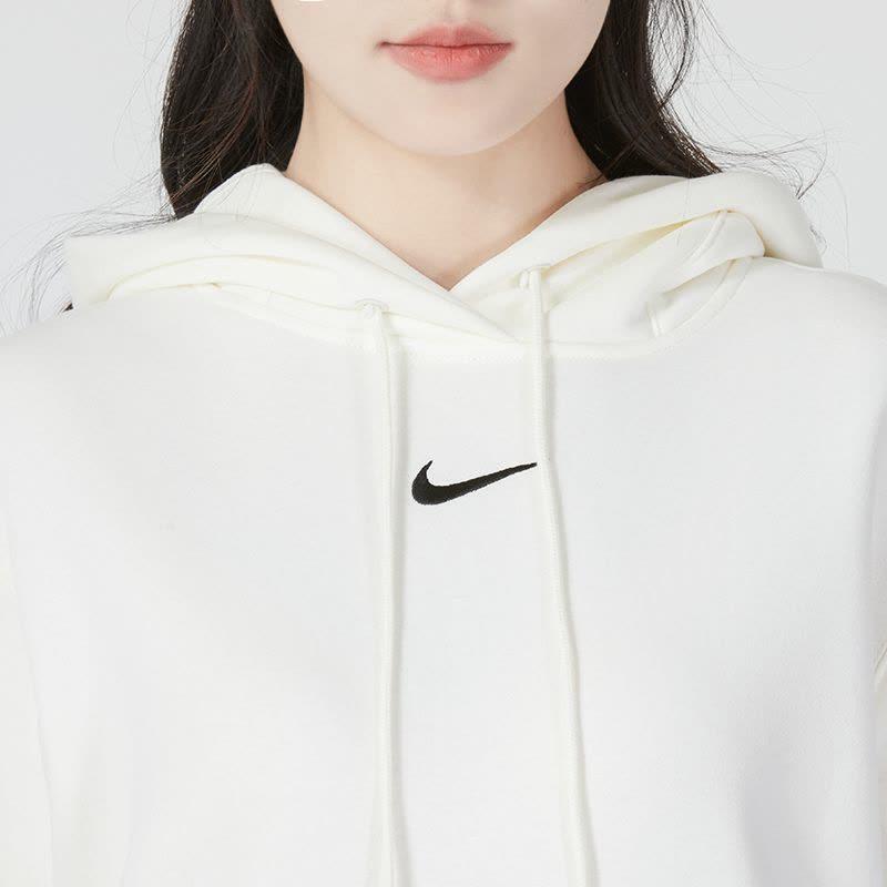 Nike Kangaroo Pocket Logo Print Hoodie Women Hoodie White DQ5861-133