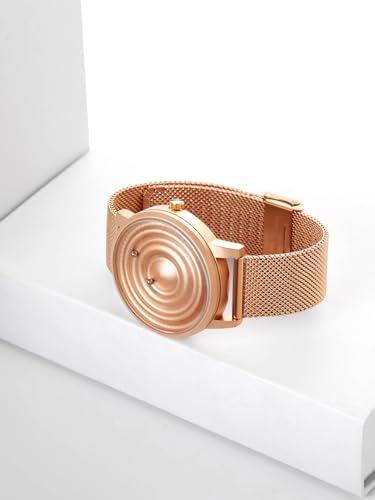 EUTOUR Magnetic Wristwatch with Ball Bearing Design, Unisex Quartz Watch for Men and Women, Minimalist Casual Design, Waterproof, 40mm, Rose Gold Dial