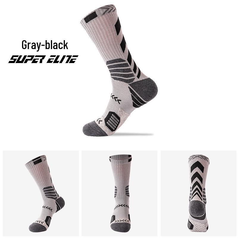 Men's Elite Basketball Socks: Trendy Color Block, Thick Terry Bottom, Sweat-Absorbent, Breathable, Professional Sports Socks.