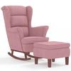 VidaXL Chaise à Bascule avec Pieds en Bois et Tabouret Fauteuil de Salon Relaxation Meuble de Salle de Séjour Chambre 3121234