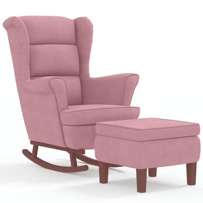VidaXL Chaise à Bascule avec Pieds en Bois et Tabouret Fauteuil de Salon Relaxation Meuble de Salle de Séjour Chambre 3121234