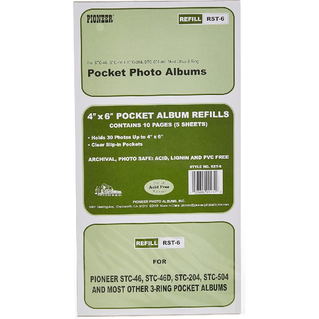 Refill Pages for STC-46, STC-46D, STC-204 and STC-504 Photo Albums 30 Pockets Hold 4x6 Photos 4x6 inches