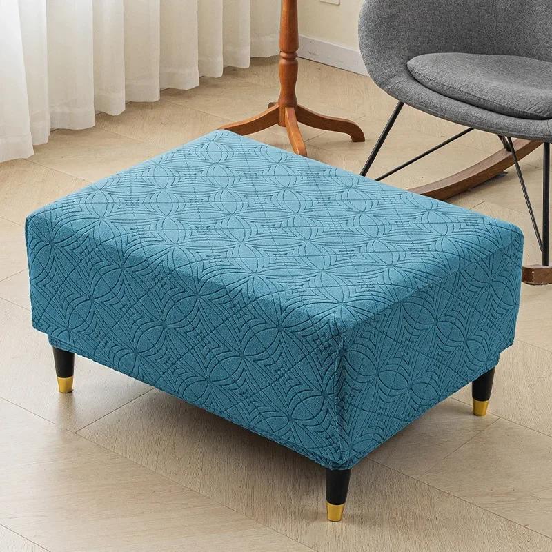 Thickened Velvet Ottoman Stool Covers Washable Square Living Room Sofa Footrest Protector Elastic All-inclusive Furniture Covers