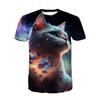 Novelty Beach Cat Beer Pattern Print T-shirt 3D Men Women Trend Personality Tops Oversized Short sleeve Crew Neck Streetwear Tee