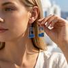 Blue Enamel Seahorse Teardrop Dangle Earrings For Women Ocean Wave Earring Silver Color Boho Summer Beach Jewelry