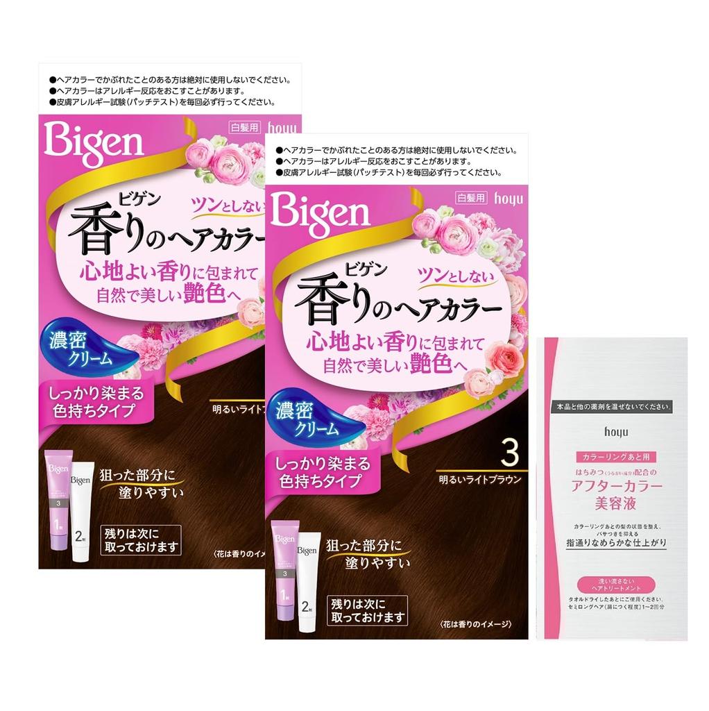 Hoyu Bigen Fragrance Hair Color Cream 3 1st Agent 40g 2nd Agent 40g x 2 Bonus (Light Brown) - + + [Quasi-drug]