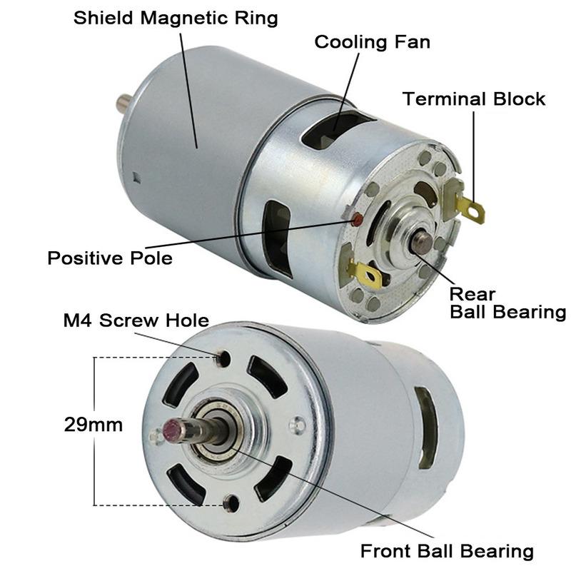 795 895 DC Motor 12 /24V 3000-12000RPM Yüksek Torklu Elektrik Motoru Elektrikli Alet/Kendin Yap Küçük Matkap için Çift Bilyalı Rulmanlı