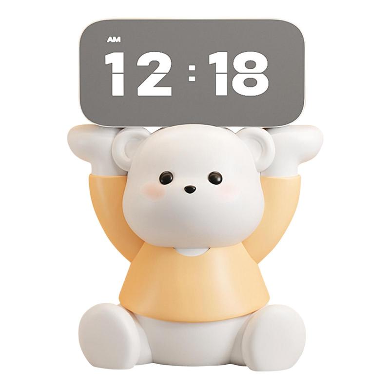 Cute Bear LED Digital Clock Resin Figurine for Kids Bedroom, Living Room, Dining Room, Office Desktop Decor