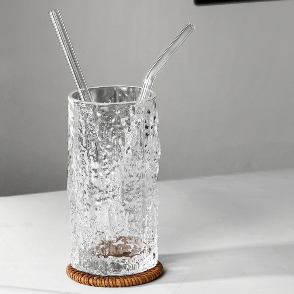 15 Pack Reusable Glass Straws, 8inch X 8mm Drinking Straws Travel Set, Include 12 Straws, 2 Cleaning Brush, 1 Bag, For Smoothies, Beverages, Juice