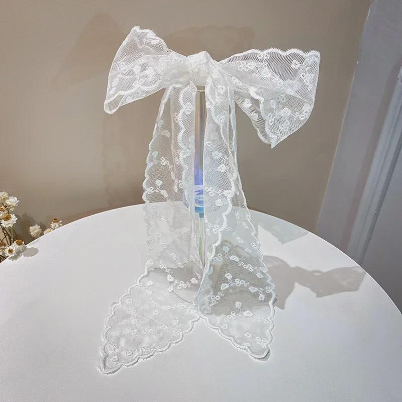 French Lace Embroidered Silk Scarf Headband - Super Fairy Sweet Hair Ribbon