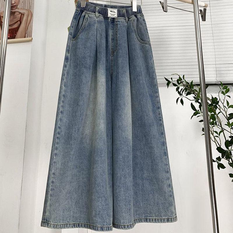 

Брюки женские эластичные с высокой талией, длинные брюки большого размера, утолщенные, тянущиеся, однотонные, универсальные, повседневные, джинсы с широкими штанинами XXXXL синий