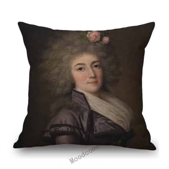Royal Court Portrait Oil Painting Duchess Princess Ladyship Home Decoration Art Sofa Cotton Linen Throw Pillow Cushion Cover
