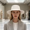 Polyester Warm Winter Cap Flat Top Fedora Hat Wool Blend Derby Cap Retro Jazz Elegant Headwear Wide Brim Felt Hat for Women Events & Daily