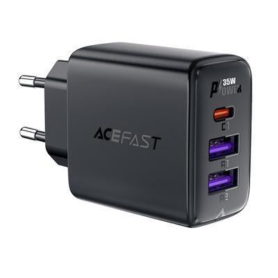 35W GaN PD Wall Charger with 3 Ports 2x USBA USBC Black