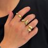 PuRui Vintage 3Pcs/Set Gold Color Open Adjustable Water Drop Shaped Rings Finger for Men Trendy Hip Hop Daily Party Zircon New