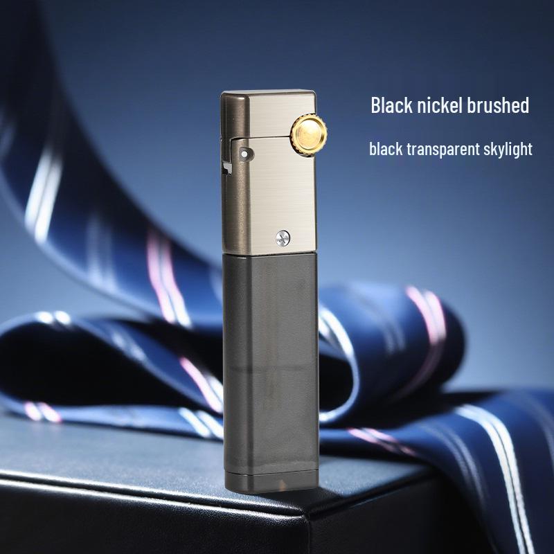 XF-FG201 Slim Transparent Oil Tank Metal Kerosene Lighter - Portable Gift Option