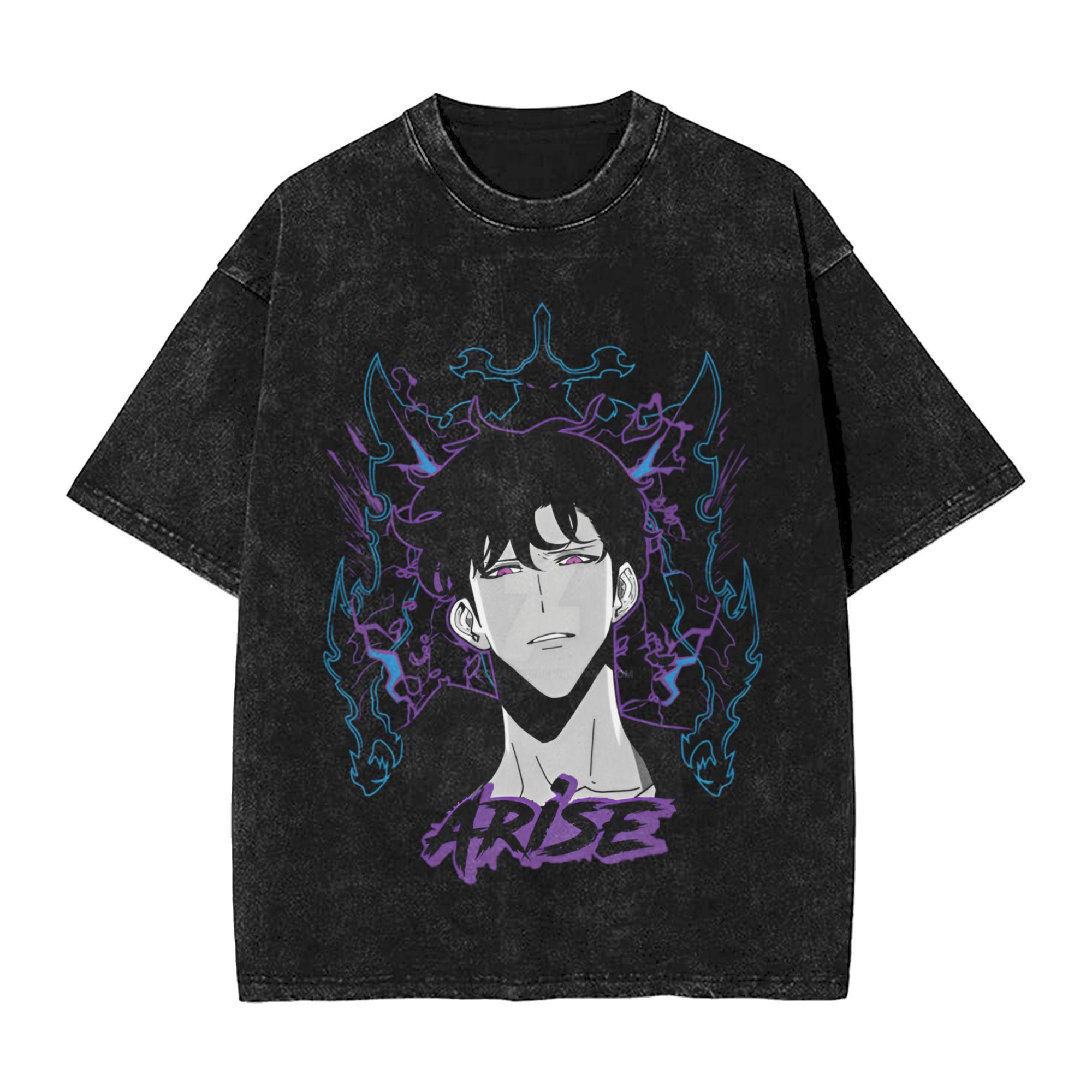 

Мужская Женская Футболка Solo Leveling Выстиранные Футболки Харадзюку Пляжные Футболки Уличная Одежда Простые Хлопковые Топы 3XL