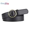 Round buckle PU leather belt women's jeans all-match decorative belt
