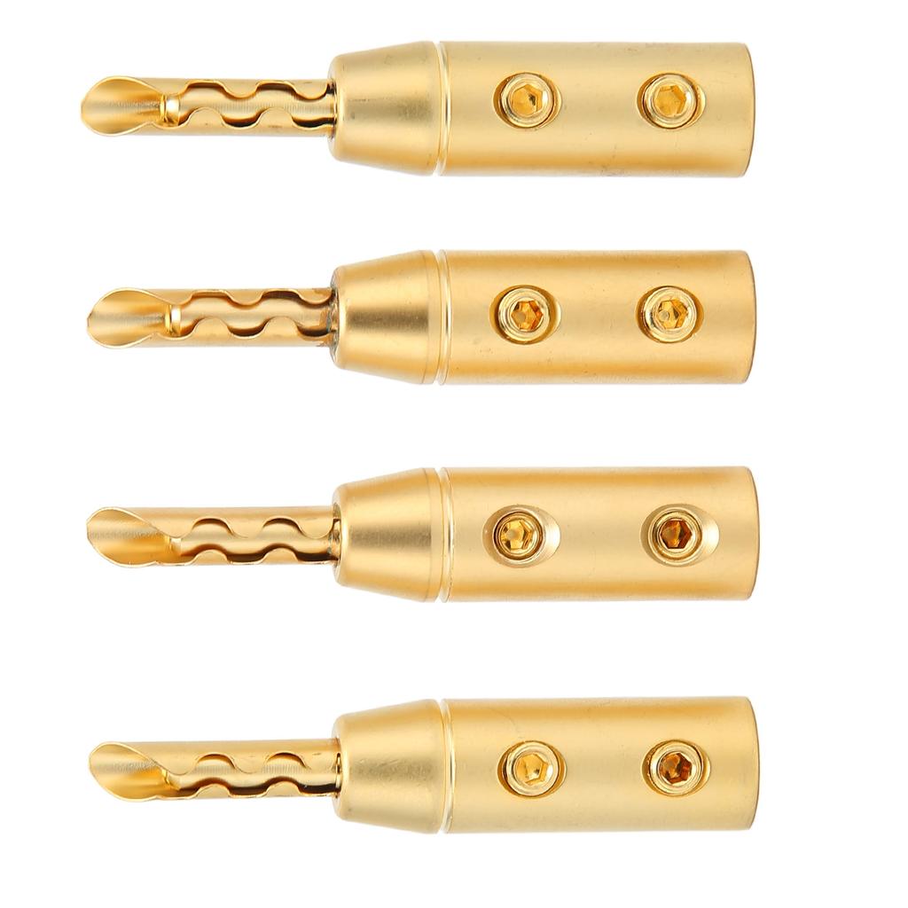 4pcs BFA Banana Plug Brass Gold Plated Open Screw Speaker Wire Connectors for 7mm Cable Diameter
