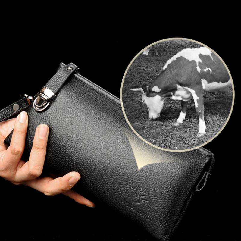 Äkta Herrhandväskor Herrläderväskor Business Casual Kuvertväskor Kohudskuplungar Herrväskor Plånböcker med Stor Kapacitet