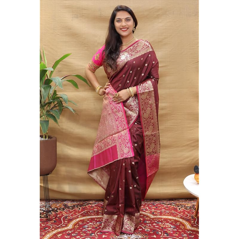 Amirat Women' Jacquard Silk Saree (Mahi Vol1 Perrot )