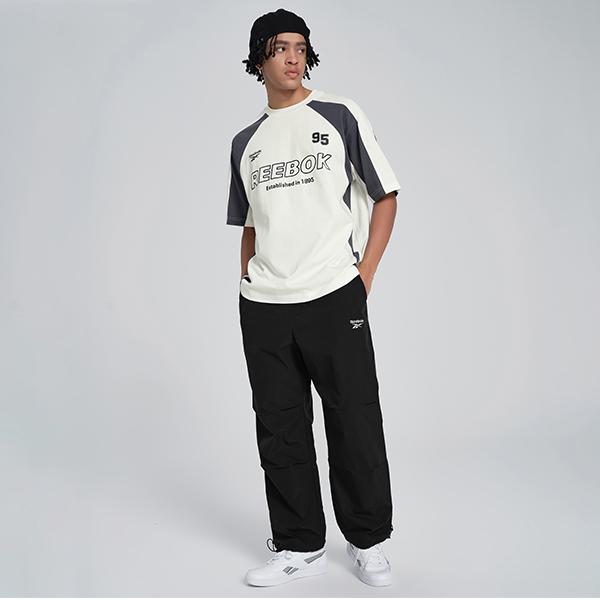 Reebok Color Block Loose Fit Letter Print Round Neck Short Sleeve T-Shirt Unisex Tops White 24SRM415UGW1