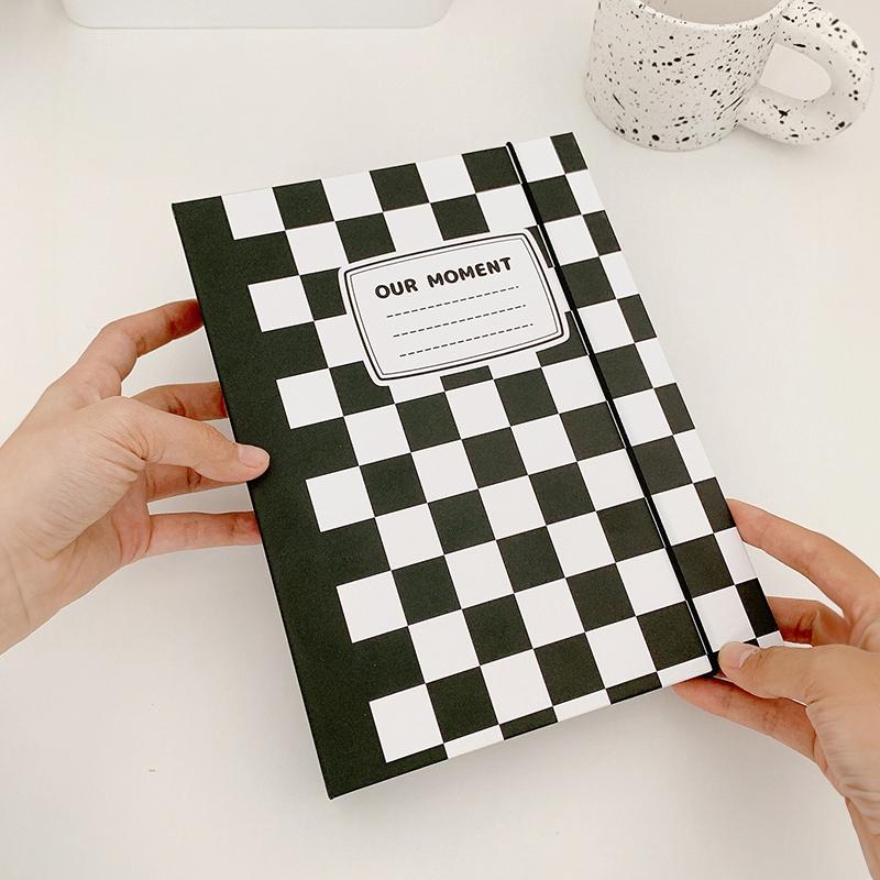 A5 Plaid Pattern Binder Cover Kpop 3 Inch Photo Card Album Idol Picture Poka Scrapbook Storage Book Replace Inner Pages Supplies