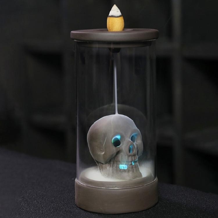 Windproof Lampshade LED Skull Ceramics Incenses Burners Waterfall Backflow Incenses Cones Holders for Home Decoration