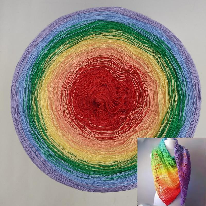 300g Mercerized Cotton Yarn Gradient Color Long Section Dyed Hand Wound Mixed Strand Cake Thread DIY Hand Knitted Shawl Scarf