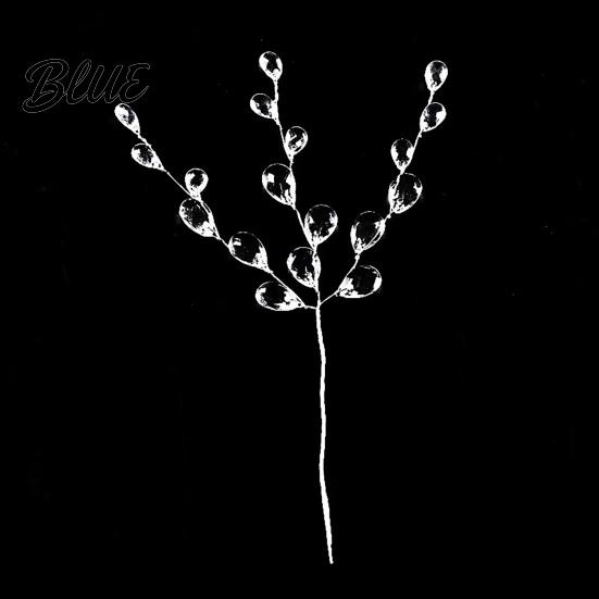 Acrylic Crystal Branches Transparent Faux Branch Christmas Tree Ornament, Bead Drop Stem, Ornaments Clear Beaded Flower Twig Pick for Wedding