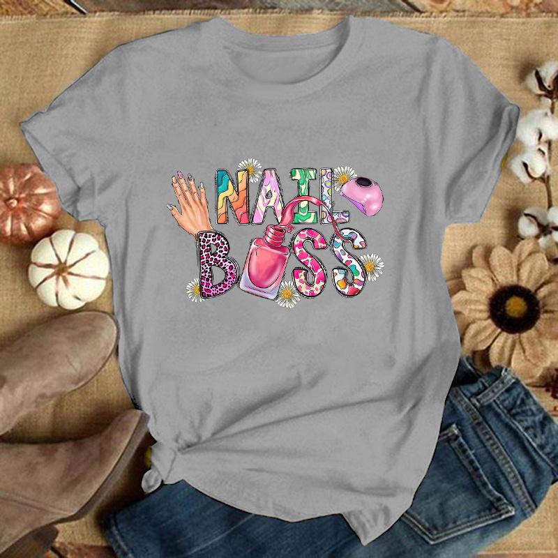 New Manicurist Letter Printed T-Shirts For Unisex Summer Tee Shirt Men Casual Short Sleeve Round Neck Tops T-Shirts(Premium Tops