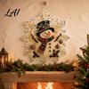 Festive Wall Hanging Ornament Christmas Faux Pearl Painting Suncatcher Kit Acrylic Snowflake Shaped Board with Lace Crystal Beading Craft Set